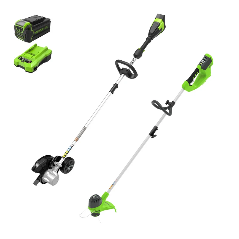 40V 8" Cordless Battery Edger and 12" String Trimmer Combo Kit w 4.0 Ah Battery and Charger