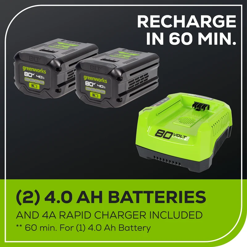 80V 22" Cordless Battery Dual Blade Self-Propelled Lawn Mower: (2) 4.0 Ah Batteries and Rapid Charger, LM2208S