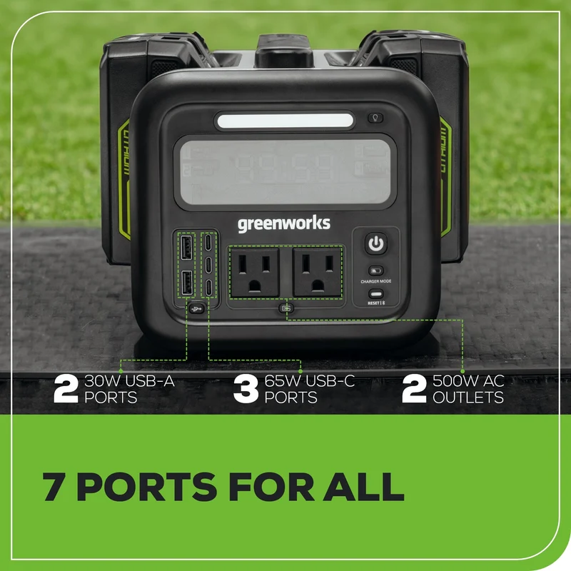 24V 500W Portable Power Station, (4)4.0 Ah Battery and Charger