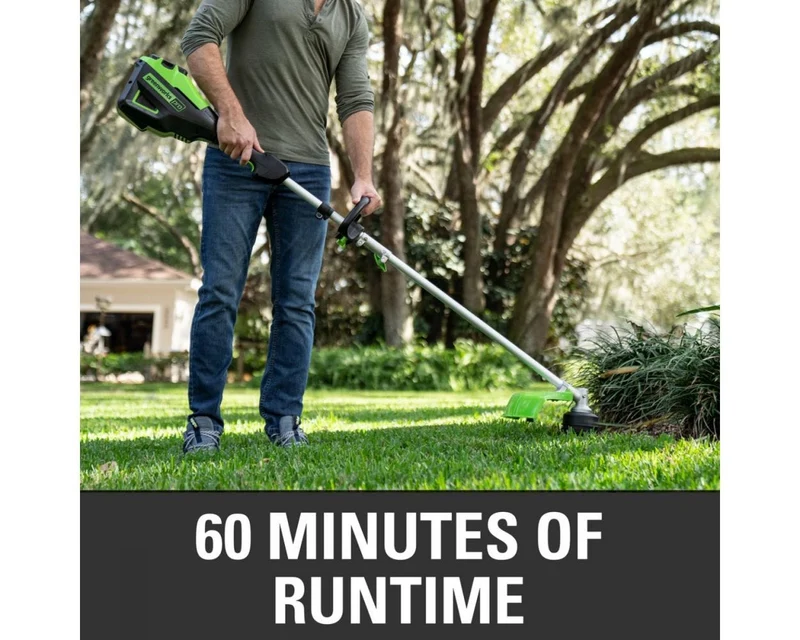 60V 16" Cordless Battery String Trimmer (Attachment Capable) and Horizontal Blower Attachment: 4.0 Ah Battery and Charger