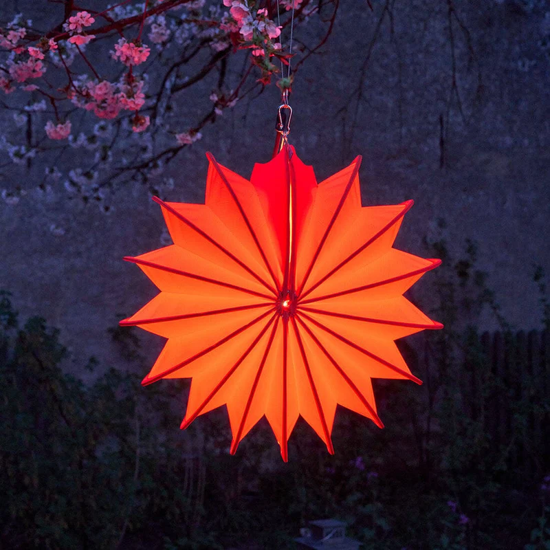 Wetterfester Lampion Orange mit Beleuchtung