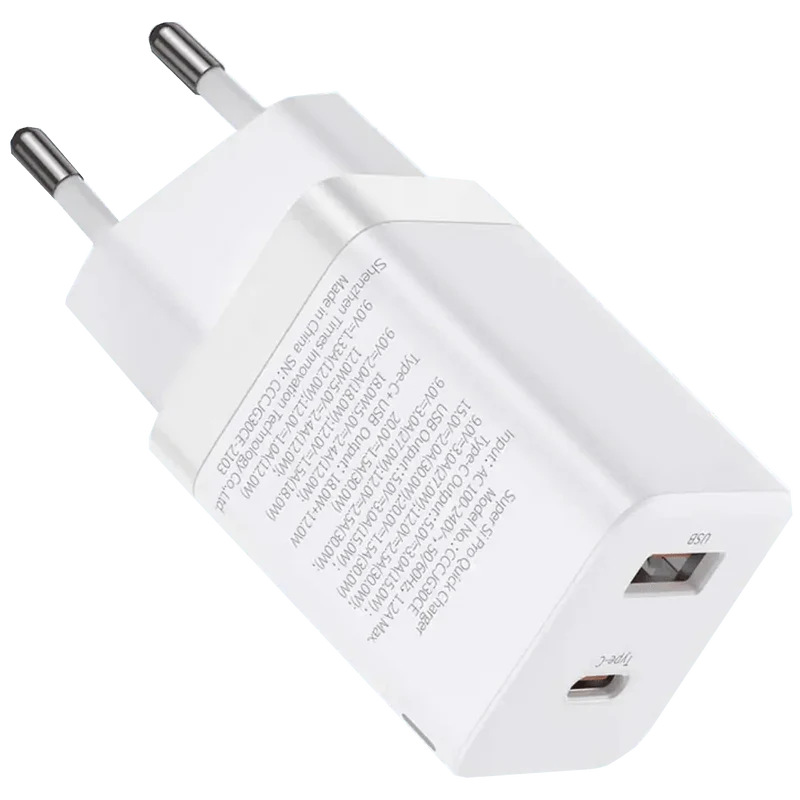 Chargeur rapide Super Si Pro 30W USB + USB-C