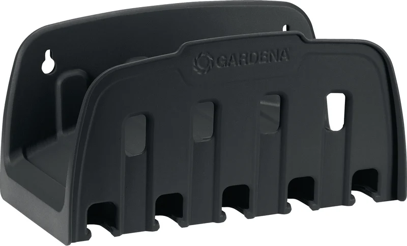 GARDENA Wandschlauchhalter B.12,8cm Kunststoff – Frostschutz & 5 Aufsätze griffbereit
