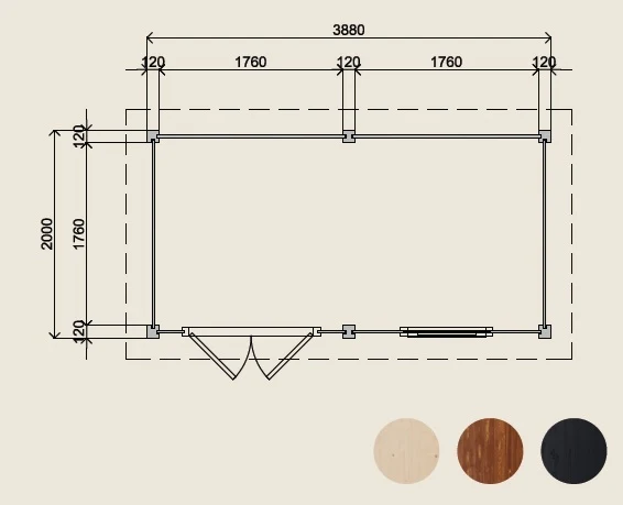 Gartenhaus Augsburg 388 cm x 200 cm