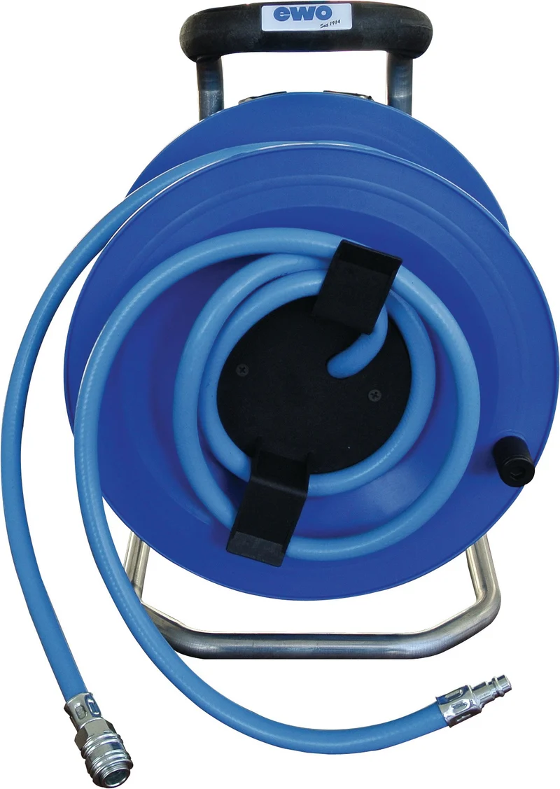 EWO Druckluftschlauchtrommel Innen-Ø 9 mm, 20 m – mit ergonomischem Handgriff & Rotationsstop