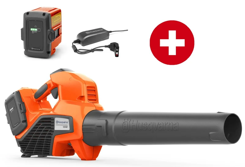 Husqvarna Akku-Blasgerät 120iB mit Akku BLi20 + Ladegerät QC80