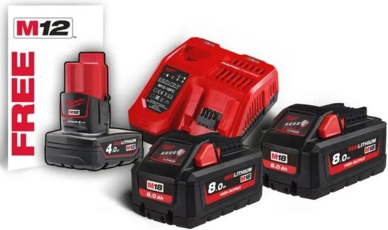 Milwaukee 18V Starterset M18 HNRG-802 18V Starterset Akku + Ladegerät Set