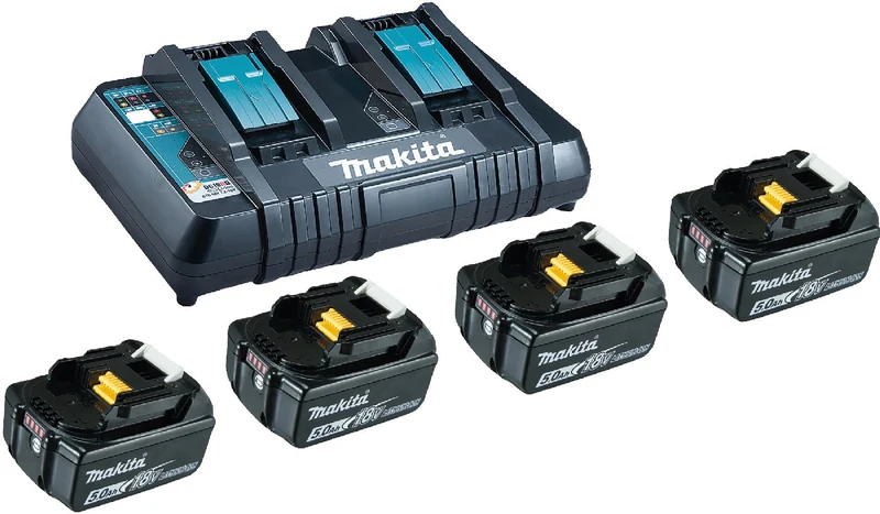 Makita Akku Power Source Kit Li 18,0V mit 4 x Akku 5 Ah und Doppelladegerät
