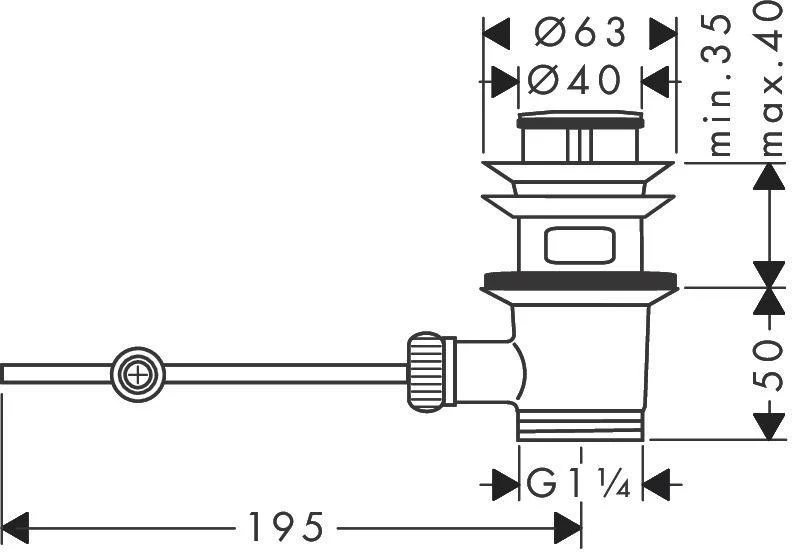 HANSGROHE Ablaufventil DN 32 Überlauf
