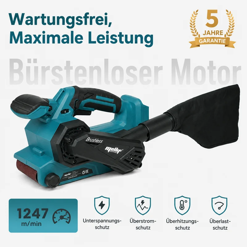 Mellif Akku Bandschleifer für Makita Akku 18V