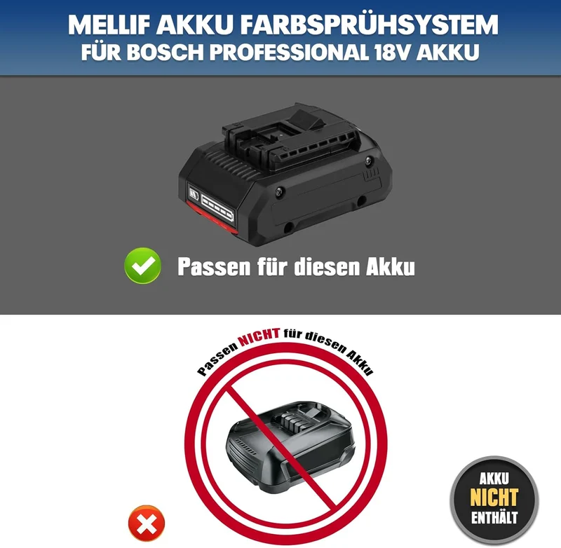 Mellif Akku Farbsprühsystem für Bosch professional 18V Akku, Blau