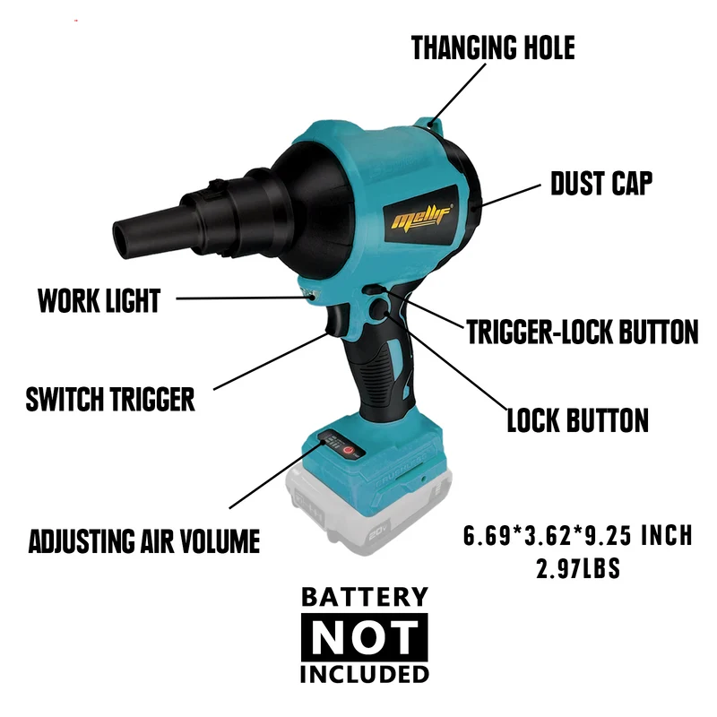 Vorbestellung-Mellif Akku-Gebläse für Makita Akku 18V（MFDA003）
