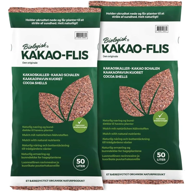 Floragard Universal-Kakaoschalen 2×50 L – Natürlicher Mulch für Beet, Balkon & Garten