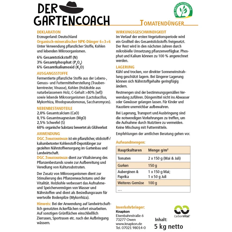Gartencoach Tomatendünger 5 kg – Für aromatische Früchte