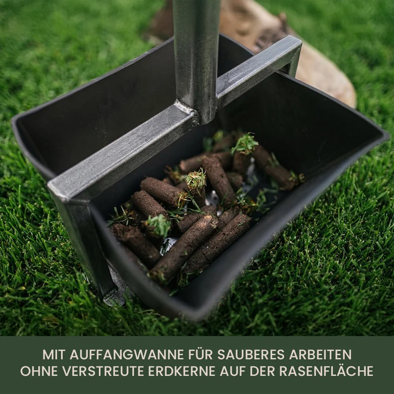 Rasenspecht Aerifizierer mit Spoons und Auffangwanne in Anthrazit