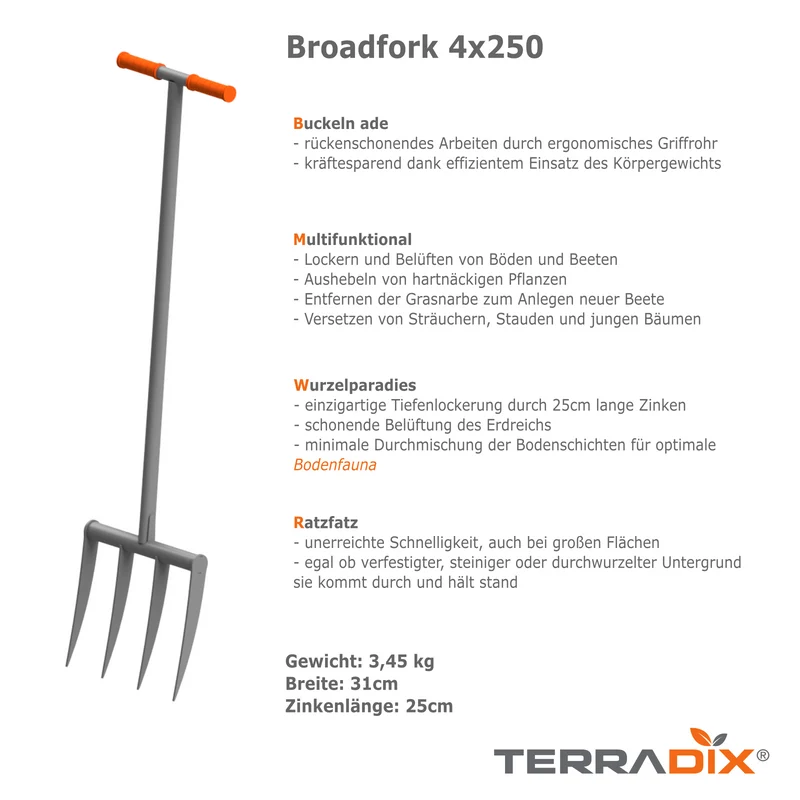 Grabegabel Terradix® Broadfork 4×250