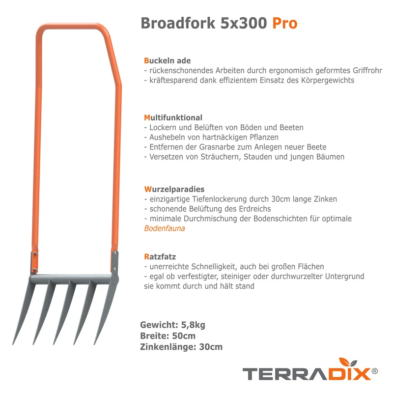 Grabegabel Terradix® Broadfork 5x300 Pro