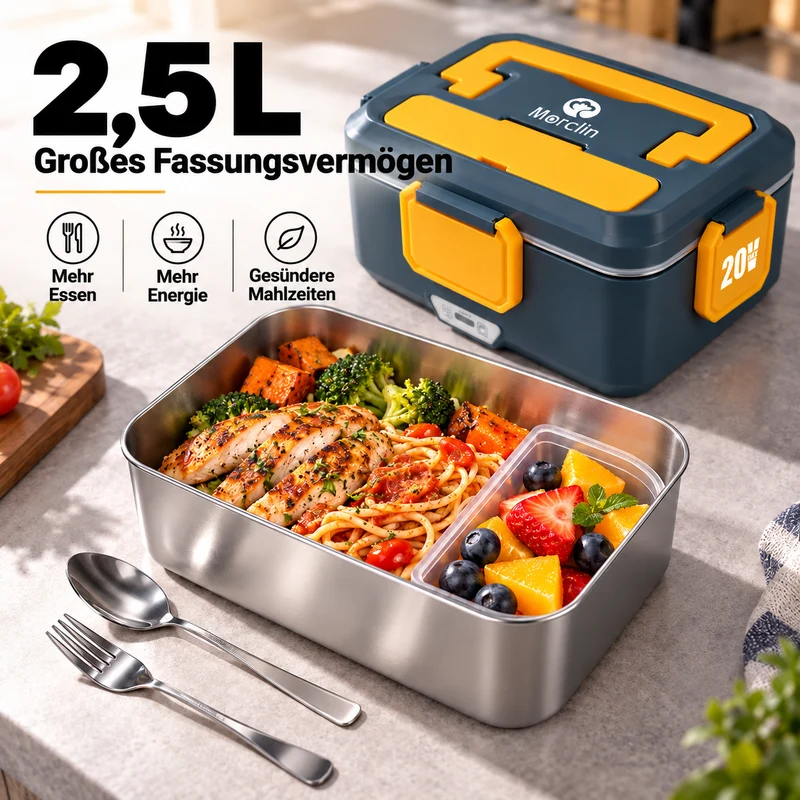 Mellif Tragbare 2,5-l-Lunchbox, 230V，150 W, PTC-Technologie für gleichmäßige Erwärmung