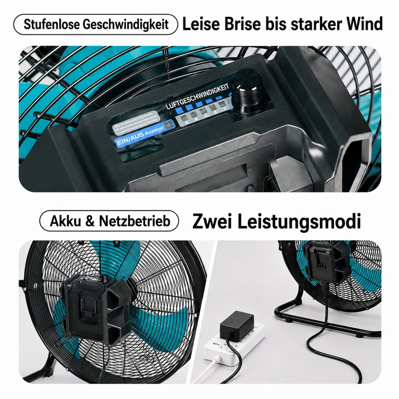 Mellif Hybrid 18V Akku-Lüfter mit AC-Netzbetrieb (MFFS03-18)