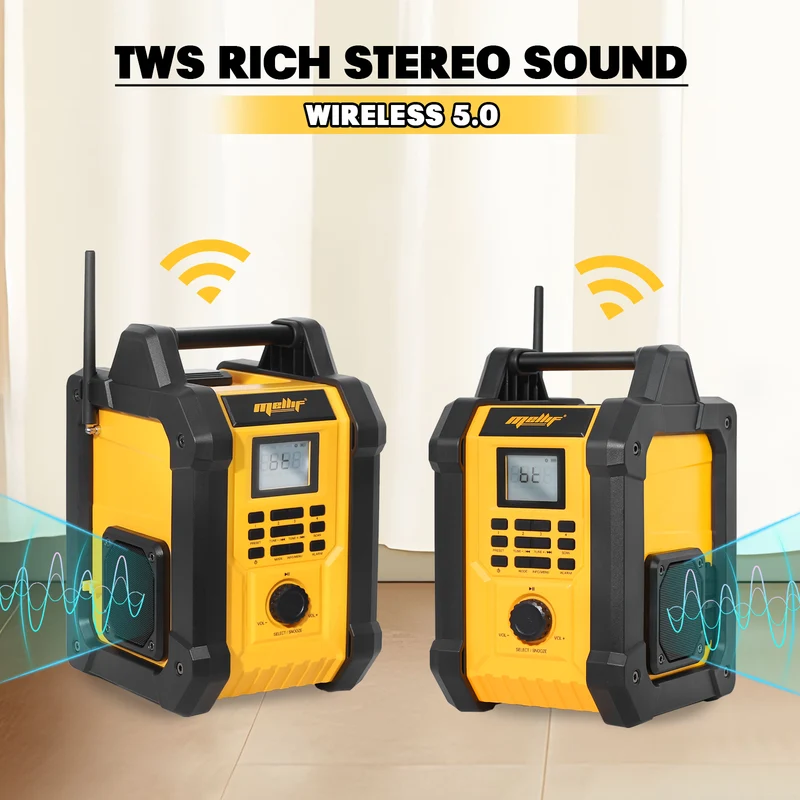 Mellif Baustellenradio mit Bluetooth-Lautsprecher (MFBSPK01-Y)