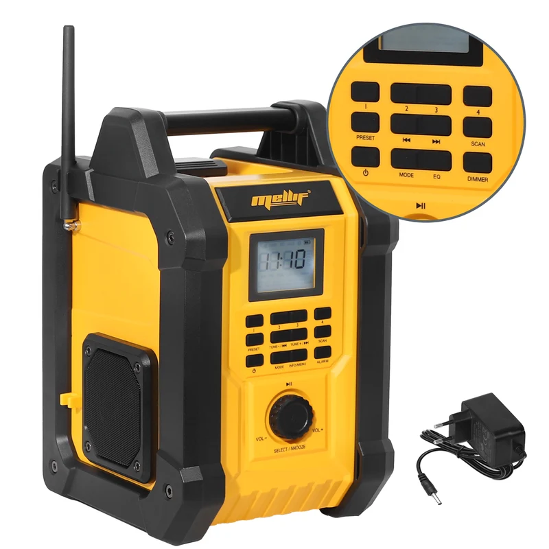 Mellif Baustellenradio mit Bluetooth-Lautsprecher (MFBSPK01-Y)