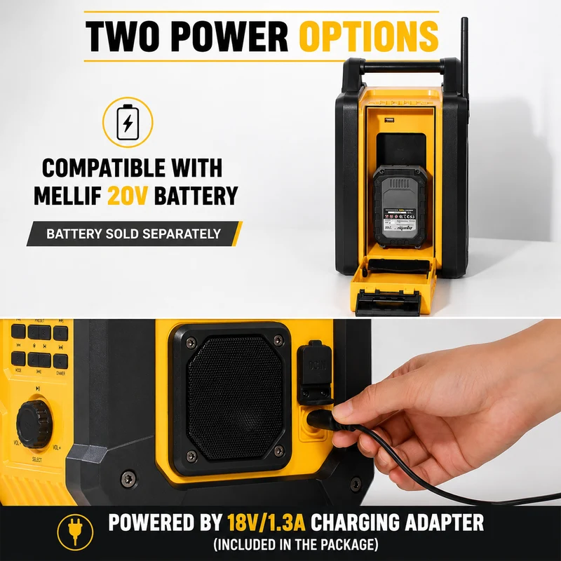 Mellif Jobsite Radio Bluetooth Speaker（MFBSPK01-Y）