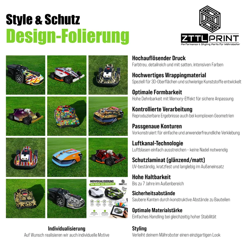 Mammotion Yuka mini 2 Mähroboter Premium Design-Folierung