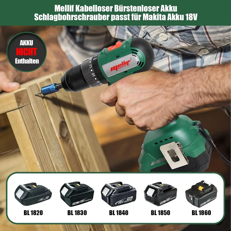 Mellif Cordless Screwdriver,Compatible With Makita 18V Battery (Battery Not Included）