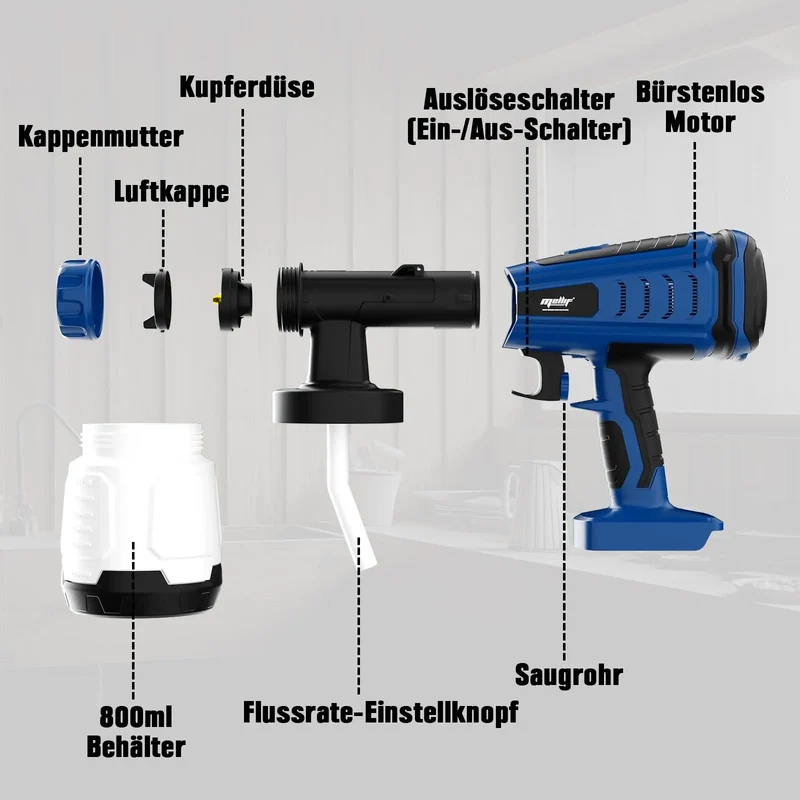 Mellif Paint Sprayer,Compatible With Bosch 18V Battery (Battery Not Included)