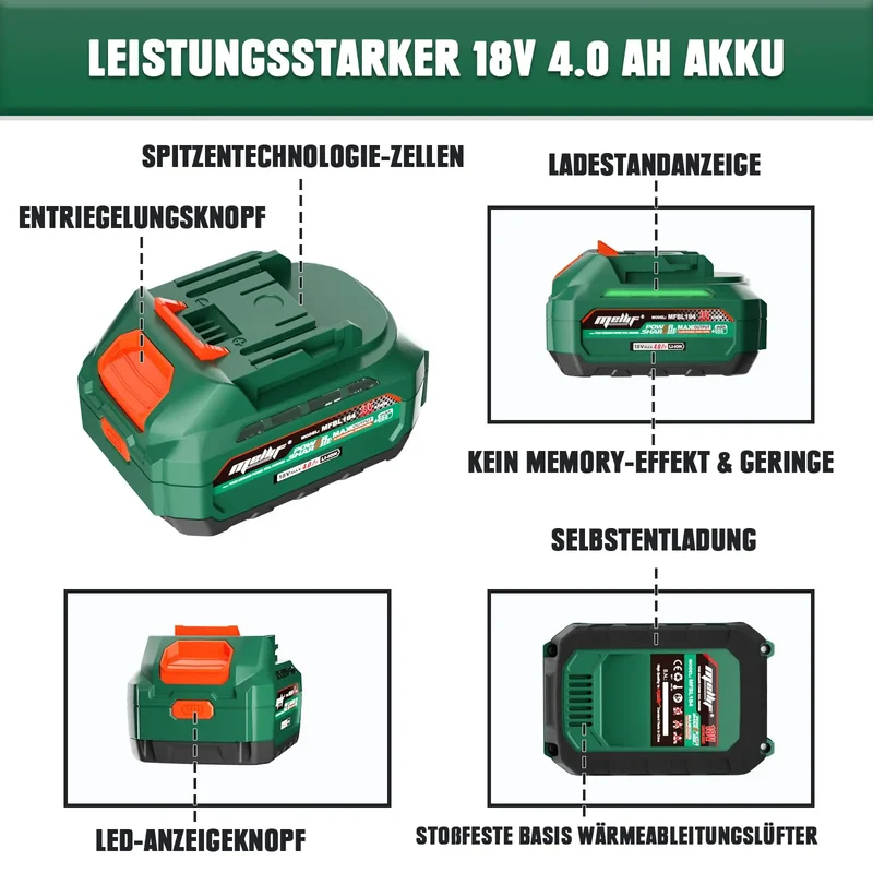 Mellif 18V 4.0Ah Battery & Charger,Replacement For Makita Battery