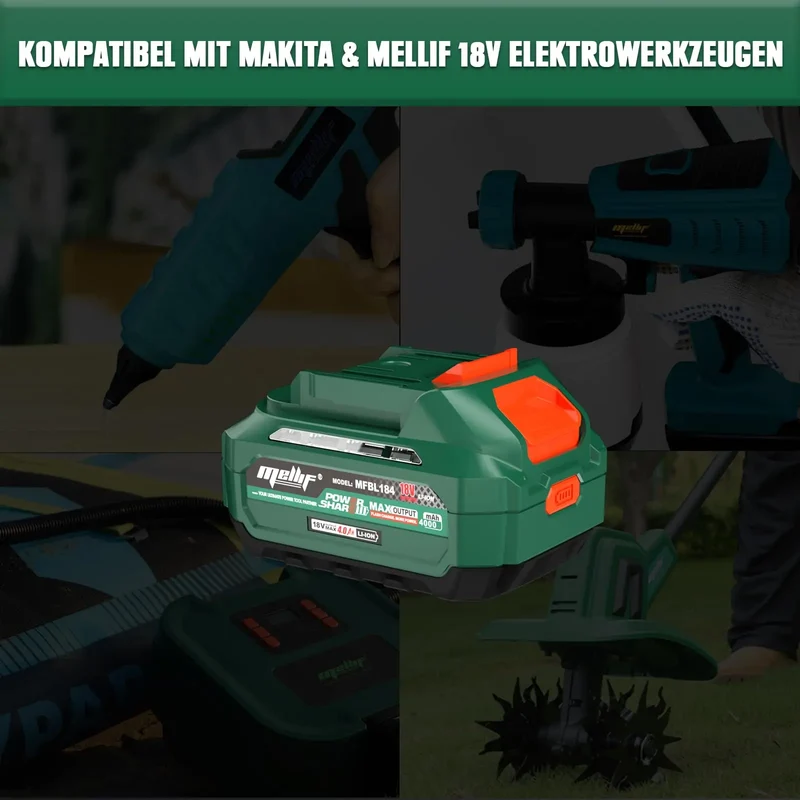 Mellif 18V 4.0Ah Battery & Charger,Replacement For Makita Battery