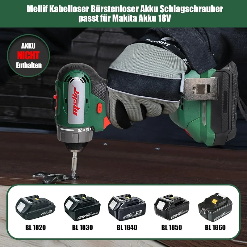 Mellif Cordless Screwdriver,Compatible with Makita Battery（Battery Not Included)