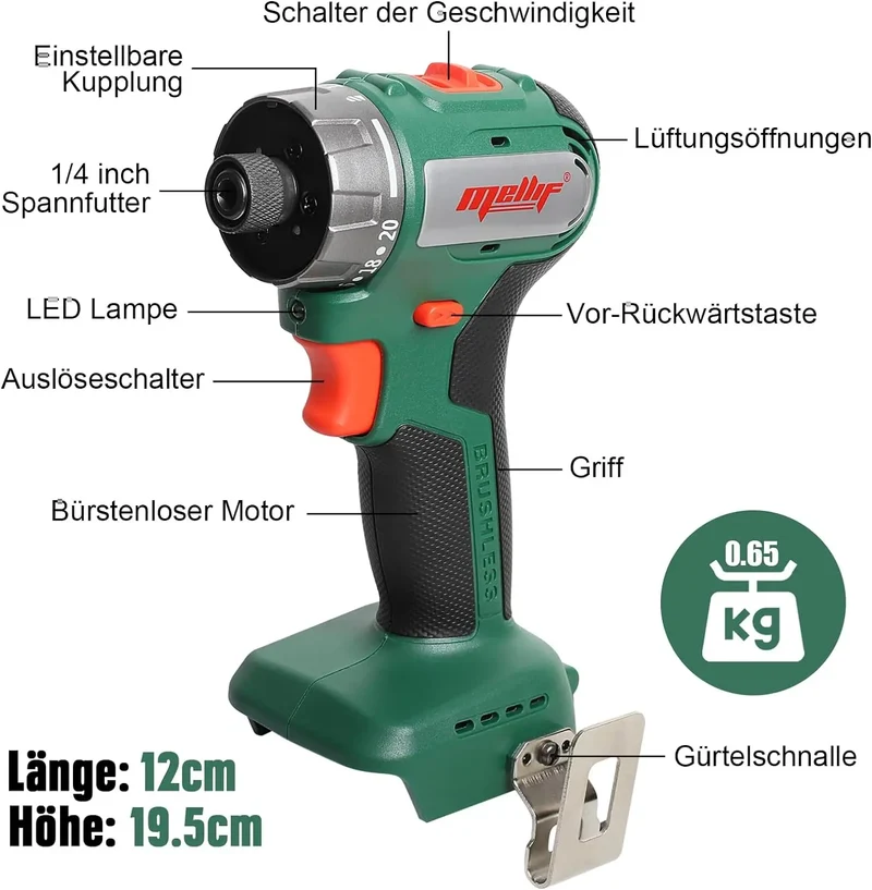 Mellif Cordless Screwdriver,Compatible with Makita Battery（Battery Not Included)
