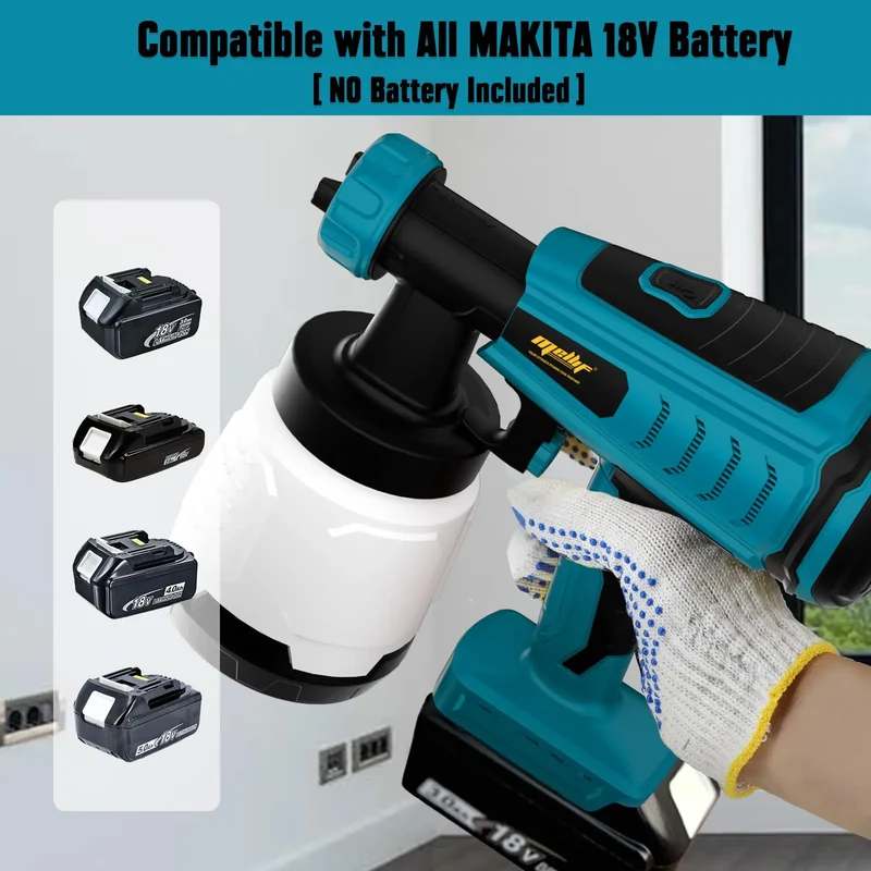 Mellif HVLP Brushless Paint Sprayer, Compatible With Makita 18V Battery(Tool Only）