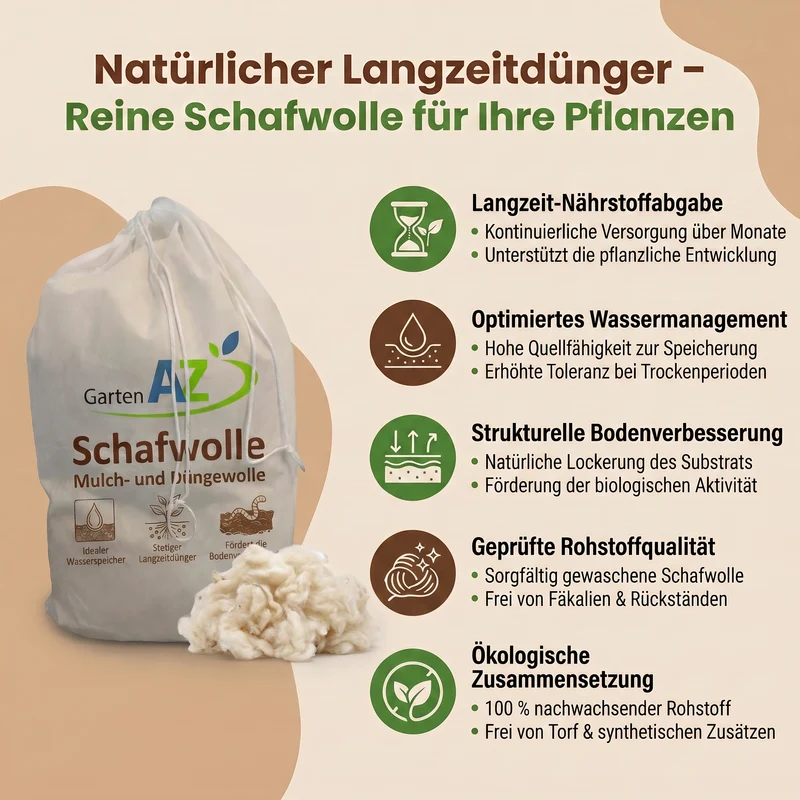 GartenAZ Düngewolle 1kg aus Schafwolle – Langzeitdünger & Mulch