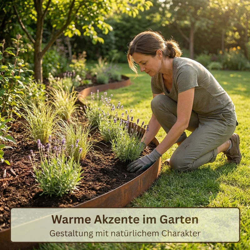 Rasenkantenband aus Cortenstahl – 15 cm hoch, Länge 10 m, 0,5 mm stark – GartenAZ Beetumrandung mit Umbördelung