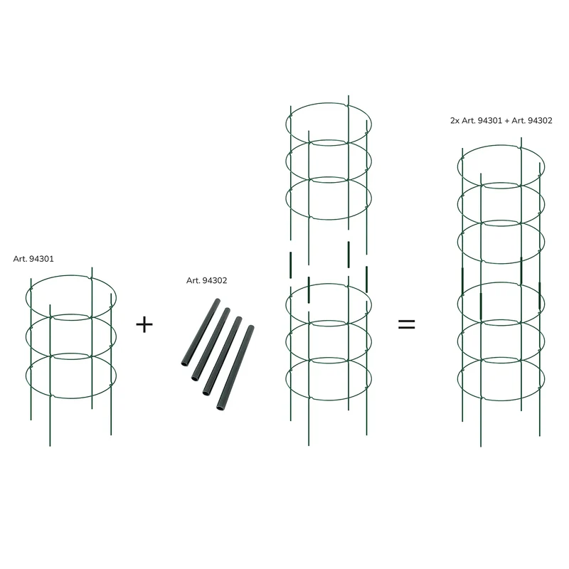 bellissa Rankgitter Verbinder für Staudenstütze FALTER (4er Set); L 13x B 1 x H 15 cm, Pulver besch., 1.5 mm verz.