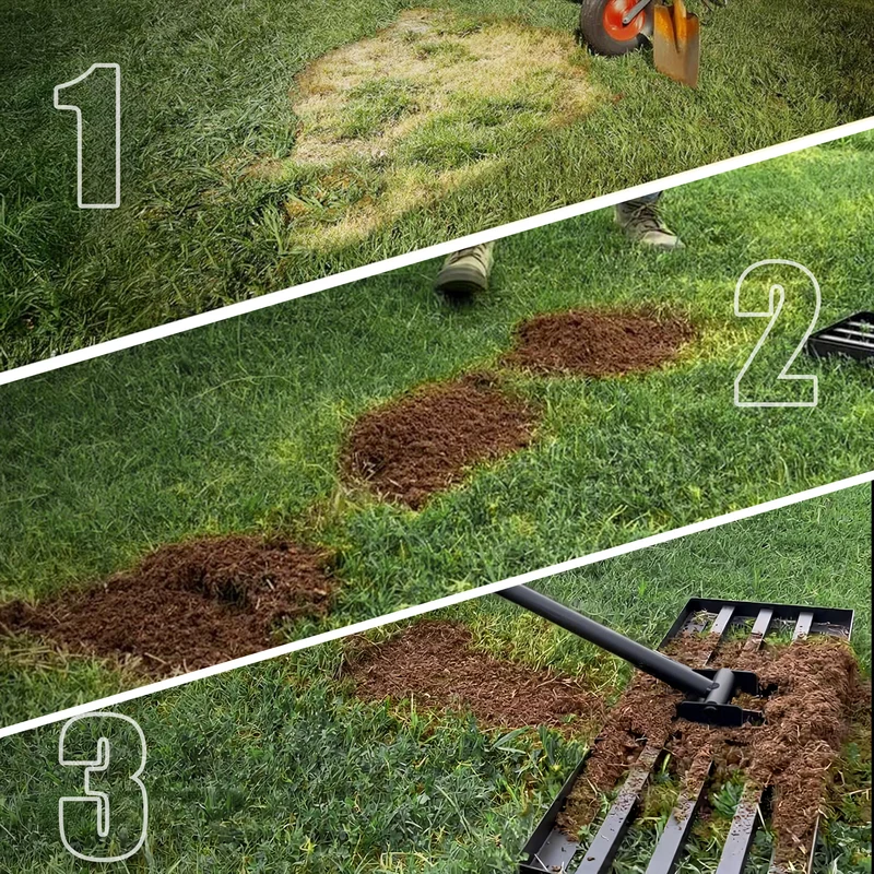 Rasenrakel Nivellierrechen Rasen Rakel, Metallstiel Rasenwerkzeug, zum Rasensanden Nivellieren Einebnen von Rasenflächen, für Garten Hof Golfplatz Rasenpflege alle Rasenbereiche