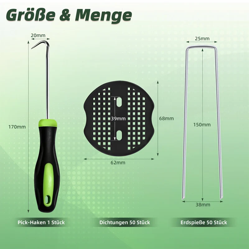 Erdanker Bodenanker, 50 Stück 150x25mm Ø3mm, Mit Pufferscheiben, Anti Rost Verzinkter Stahl - Für Unkrautvlies, Garten, Gartenvlies & Zaun