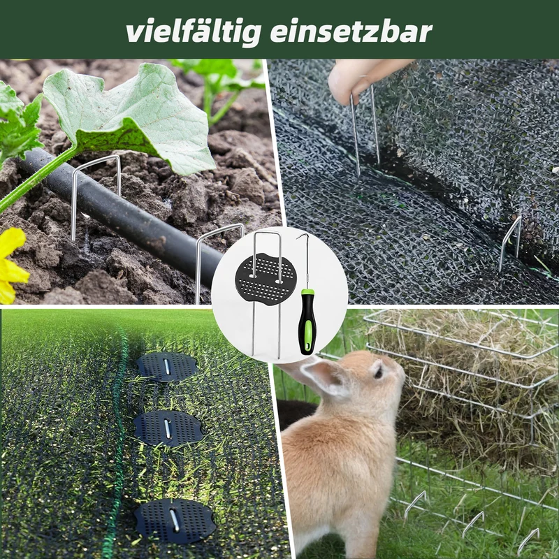 Erdanker Bodenanker, 50 Stück 150x25mm Ø3mm, Mit Pufferscheiben, Anti Rost Verzinkter Stahl - Für Unkrautvlies, Garten, Gartenvlies & Zaun