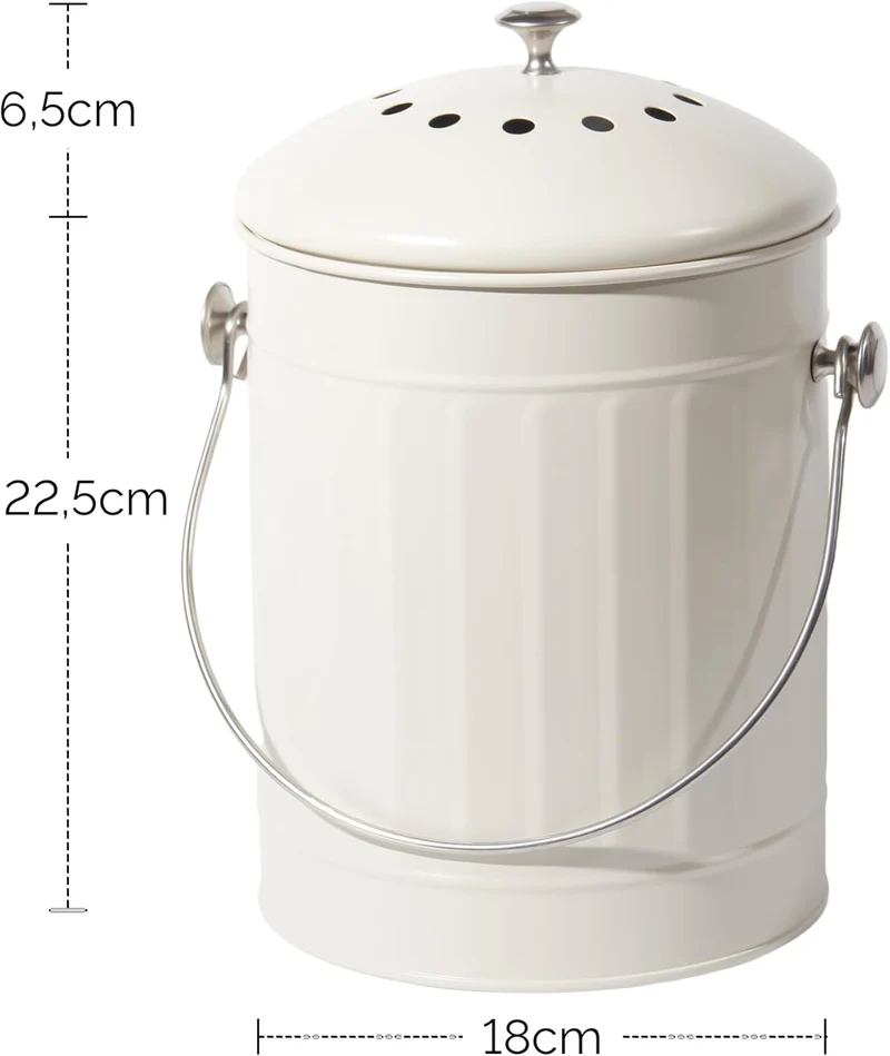 Biomülleimer Küche 5,5L mit Deckel & Sieb – Geruchsdicht, Spülmaschinenfest – Bioabfallbehälter für Biomüll