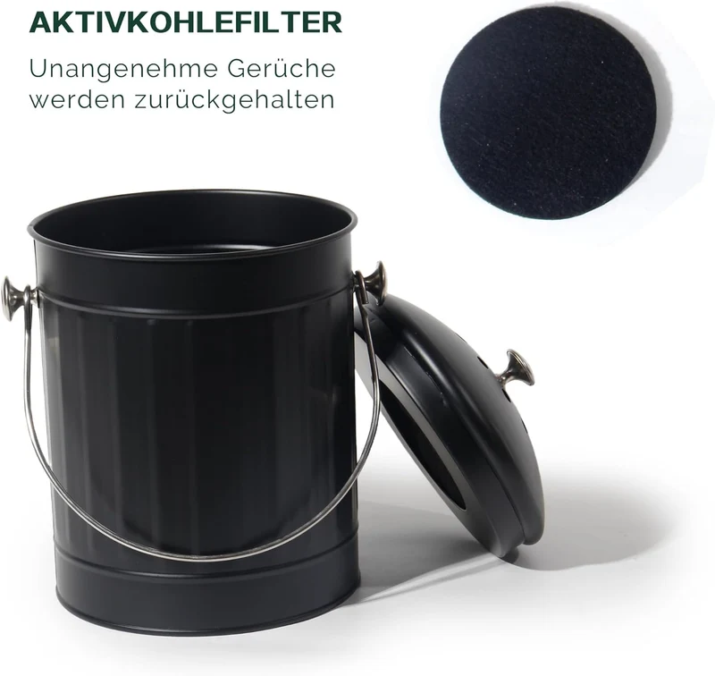 Biomülleimer Küche 5,5L mit Deckel & Sieb – Geruchsdicht, Spülmaschinenfest – Bioabfallbehälter für Biomüll