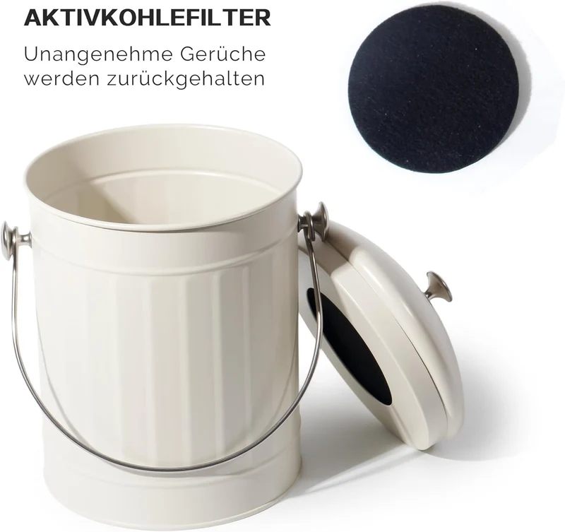 Biomülleimer Küche 5,5L mit Deckel & Sieb – Geruchsdicht, Spülmaschinenfest – Bioabfallbehälter für Biomüll