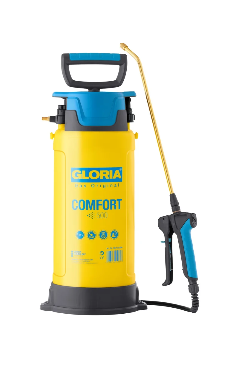 Comfort 500 Drucksprüher 5 Liter, 3 bar Gartenspritze mit 1,8 m Schlauch, Kompressoranschluss & Dauersprühfunktion
