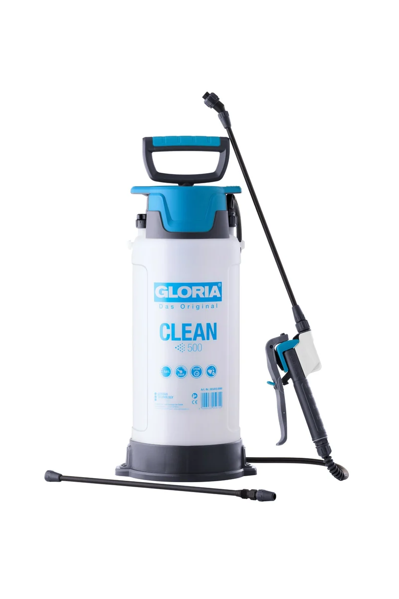 CLEAN 500 Profi-Drucksprühgerät 5 L, Chemiesprüher für saure & alkalische Reiniger (pH 2–12), EPDM-Dichtungen