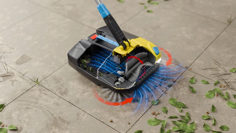 GLORIA Akku-Kehrmaschine EasySweep 18V – Multi-Kehrsystem für Indoor & Outdoor (Solo-Version, ohne BOSCH 18V Akku)