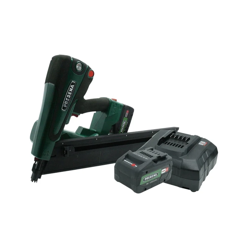 PREBENA - PKT-8-PR100-LM Hybrid-Nagler Set | Halbkopf-Streifennagler 63–100 mm mit langem Magazin inkl. Akku