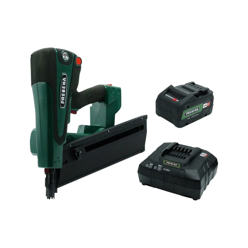PREBENA - PKT-8-RKP100 Hybrid-Nagler Set | Akku Streifennagler für Rundkopf-Nägel 65–100 mm inkl. Akku & Ladegerät