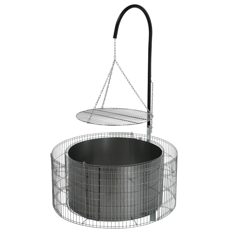 bellissa Feuer und Grillstelle inkl. Grillrost Galgen + Ketten Ø 92/72 cm H 40 cm