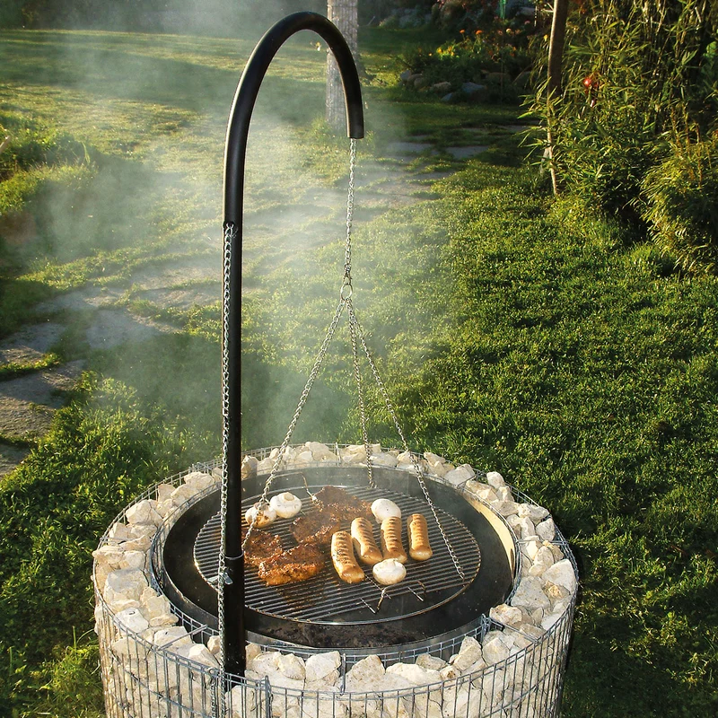 bellissa Feuer und Grillstelle inkl. Grillrost Galgen + Ketten Ø 92/72 cm H 40 cm